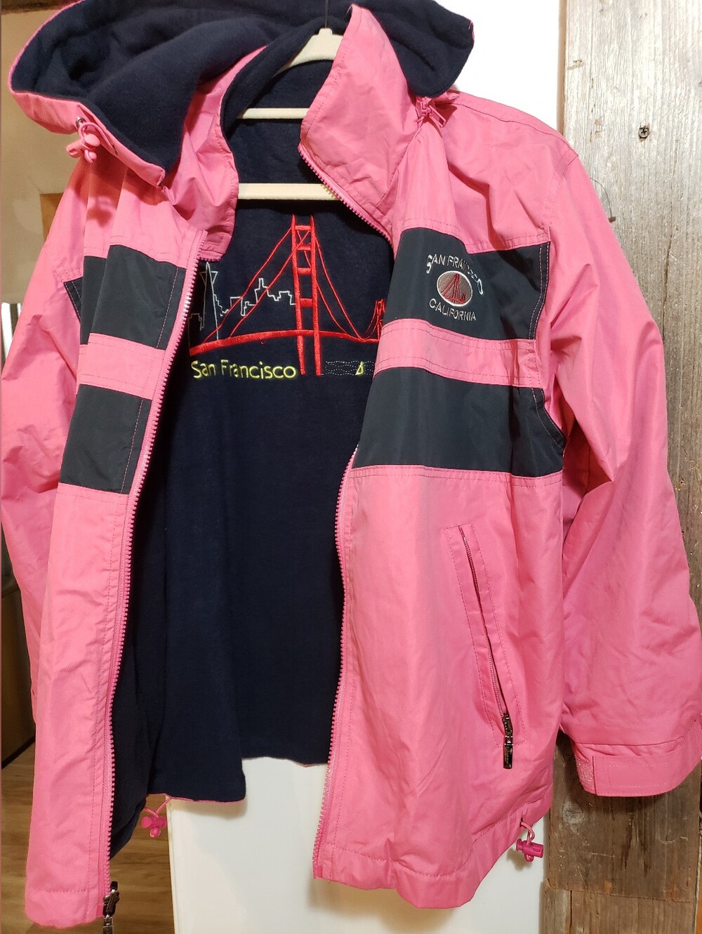 San Francisco Cheneral Pink Reversable Hooded Jacket Med